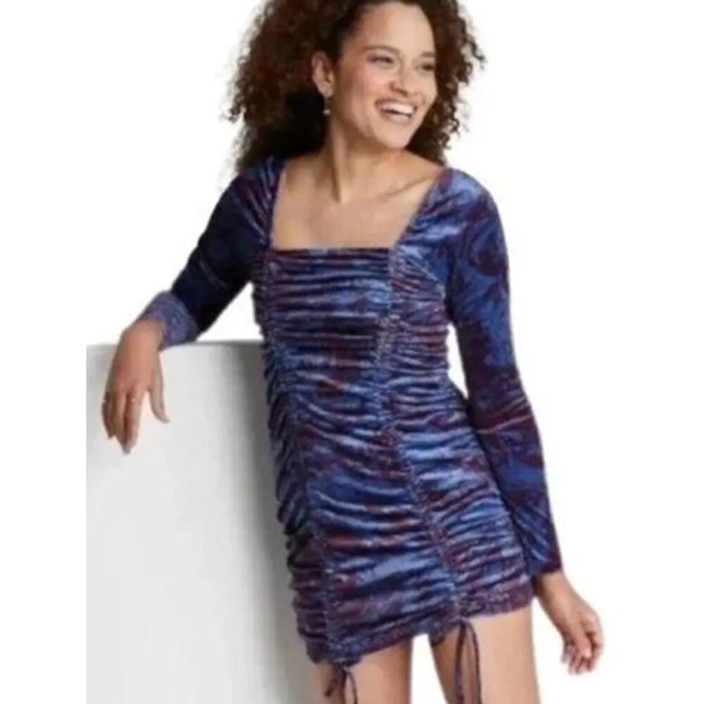 Wild fable velvet dress L top tunic purple floral babydoll witch fairy whimsy